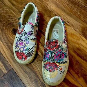 Vans embroidered floral slip on shoe